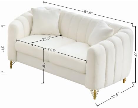 61.5" Oversized Modern Loveseat Sofa, Teddy Tufted Couch - Image 2