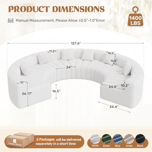 Luxanimarion Oversized Curved Cloud Couch, 6 Seater Modern Modular Sectional - Image 2