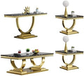 Henf 4 Piece Modern Living Room Table Set, Luxury Stainless Steel Base by Henf
