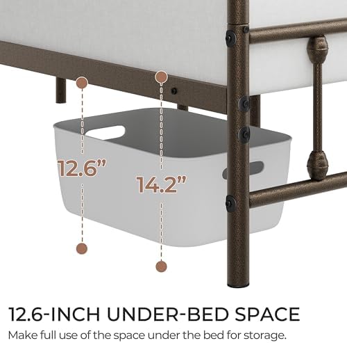 Yaheetech King Metal Platform Bed Frame, Victorian Headboard & Footboard - Image 2