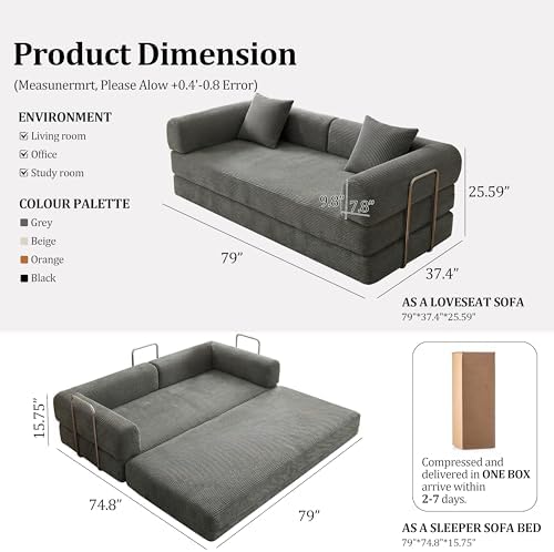 Futon Sofa Bed Modular Loveseat Sleeper Folding Pull Out Couch - Image 2