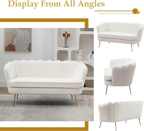 anwickjeff 59" Wide Modern Boucle Loveseat Small Sofa Small Mini Room Couch - Image 6