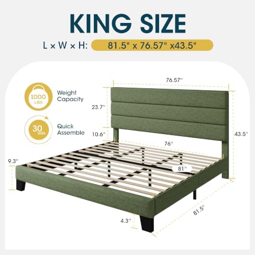 WEEWAY King Size Fabric Bed Frame - Image 2