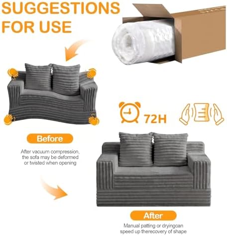 Erament Boneless Loveseat Convertible Sofa Bed, Folding Floor Futon Sleeper - Image 7