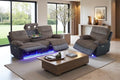 Power Reclining Sofa Set with LED Light, Corduroy Sofa Sectional Couch and by COSYMOORFURNITURE