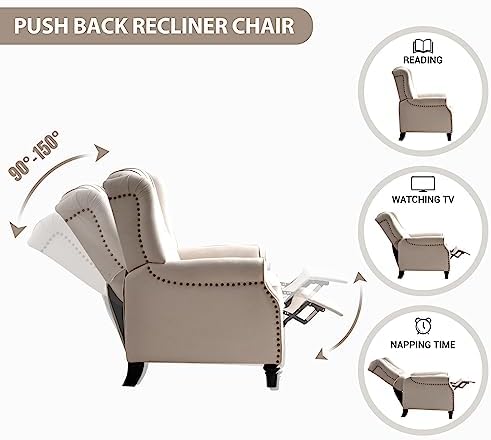 EBELLO 2 Pcs Pushback Recliner Chairs, Fabric Armchair Push Back Recliner - Image 5