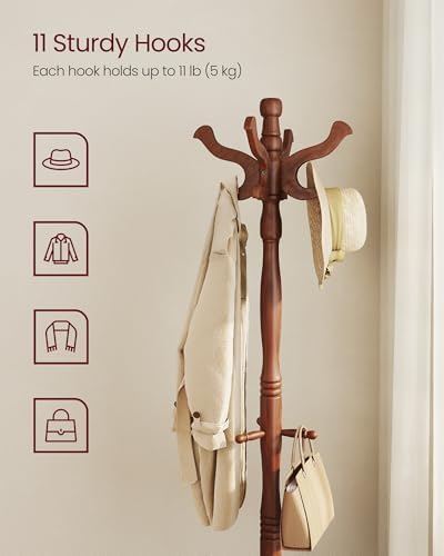 VASAGLE Freestanding Coat Rack, Rubber Wood Coat Tree - Image 3