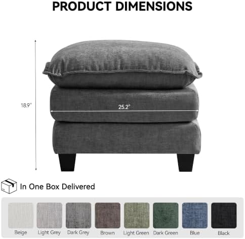 25'' Cloud Ottoman for Sofa, Deep Seat Ottomans for Couch, Modern Removable - Image 2