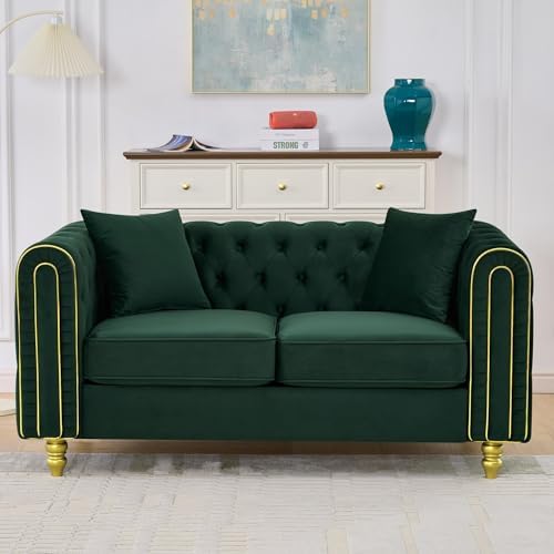Velvet Chesterfield Sofa, Mid Century Modern Deep Seater Couch - Image 3