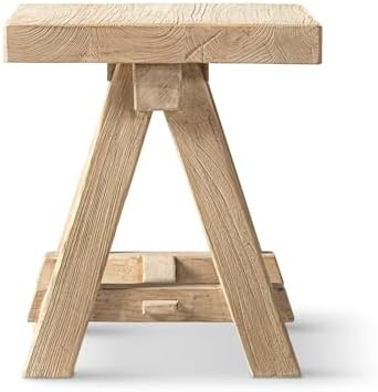 Jennifer Taylor Home Hawthorne 18” Square Reclaimed Elm Trestle Side Table - Image 4