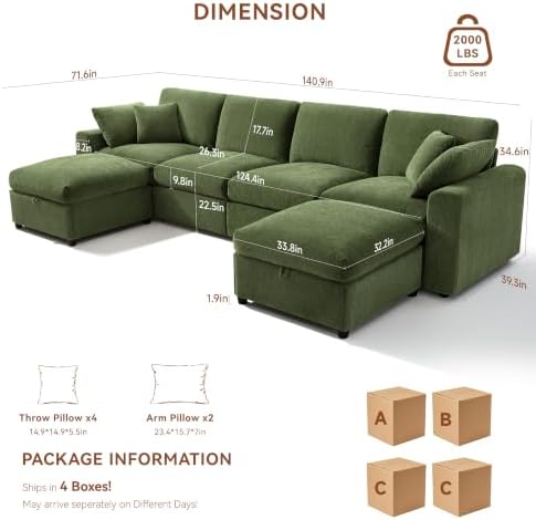 Ihanherry 141" Oversized Cloud Sectional Couches - Image 2