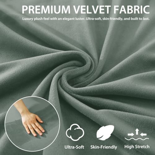 XINEAGE Velvet Armless Futon Cover, Stretch Pet Futon Slipcover, Pea Green - Image 4