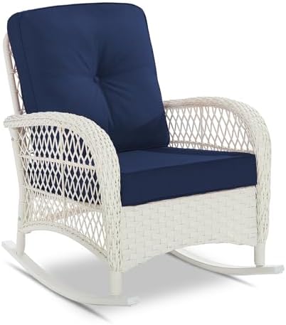 VIVIJASON Outdoor Wicker Rocking Chair, Patio Rattan Rocker Chair by VIVIJASON