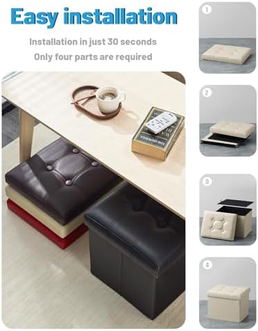 AmasSmile Ottoman with Storage, Folding Stool - Image 7