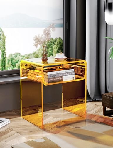 Clear Acrylic End Table 2-Tier Bedside nightstand - Image 5