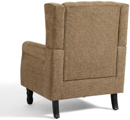 High Back Accent Chairs Set of 2, Fabric Wingback Armchair - Image 5