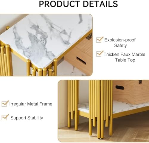 4 Pieces Living Room Table Set, Modern Coffee Table, Console Table and 2 End - Image 7