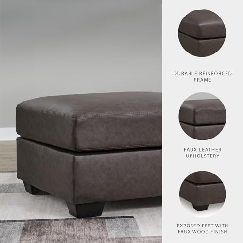 Signature Design by Ashley Oversized Square Faux Leather Ottoman - Image 4