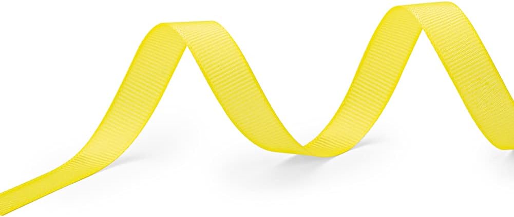 LIUYAXI 1/2" X 50 Yards Solid Yellow Grosgrain Ribbon, Perfect for Crafts, Wedding Decor, DIY Hair Accessories, Sewing, Gift Package Wrapping and More