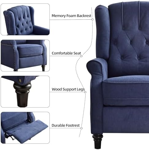 EBELLO Pushback Recliner Chair, Fabric Armchair Push Back Recliner - Image 3