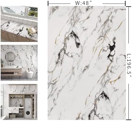 Boobest Extra Wide White Marble Contact Paper 48"x196.8" Peel and Stick - Image 7