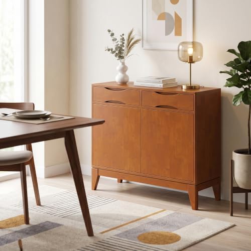 SIMPLIHOME Harper 40" Wide Solid Wood Cabinet in Teak Brown - Image 4