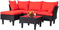 FDW 5-Piece Patio Furniture Set | Red | Outdoor Wicker Furniture by FDW