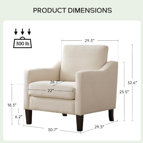 VKNOW Accent Chairs Set of 2, Modern Upholstered Armchairs - Image 2