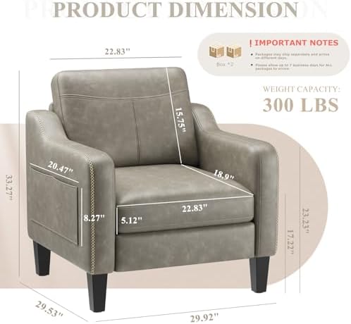 MALOL PU Leather Accent Chair Set of 2 - Image 2