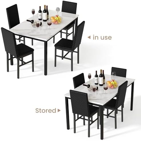 Hooseng Kitchen Table Set 5 Piece Dining Room Table Set Marble Dining Table 4 - Image 5