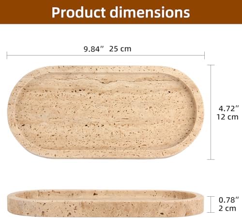 Natural Marble Tray Oval, Travertine - Image 2