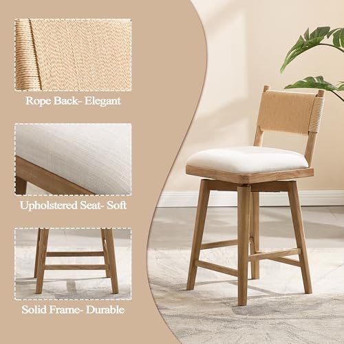 26" Swivel Counter Height Bar Stools Set of 2 - Image 5
