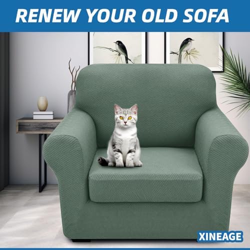 XINEAGE 2-Piece Stretch Armchair Sofa Cover, Washable Couch Covers - Image 4