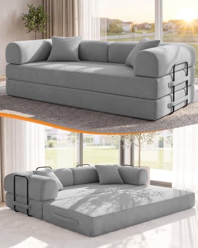 79" Convertible Futon Sofa Bed, 6-in-1 Boneless Couches by NNQComfyHome