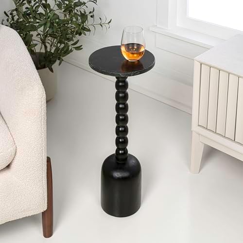 JONATHAN Y Turner 24.5" Round Marble Mango Wood Drink Table - Image 2