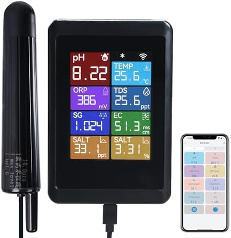 WiFi Digital pH Meter, 8-in-1 Water Quality Tester by TEKCOPLUS