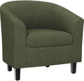 Yaheetech Accent Chairs, Corduroy Barrel Armchairs, Dark Green by Yaheetech