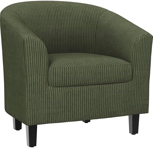 Yaheetech Accent Chairs, Corduroy Barrel Armchairs, Dark Green by Yaheetech