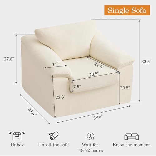 Boneless Single Sofa Chair, Modern Cloud Accent Chair, Comfy Deep Seat Couch - Image 2