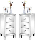 Bonnlo 3-Drawer Mirrored Nightstand Set of 2, End Table, Bedside Table by Bonnlo
