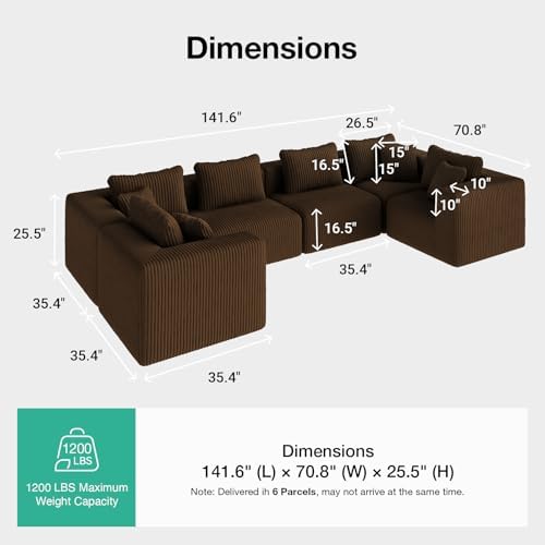 Novilla 141" Modular Sectional Sofa, U Shape Family Size Sectional Couch - Image 2