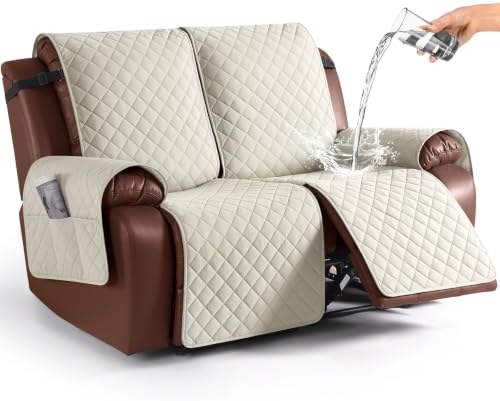 KinCam Waterproof Loveseat Recliner Covers Washable, 2 Seater by KinCam