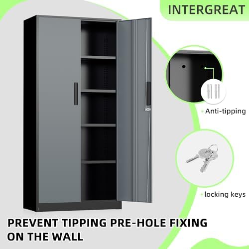 INTERGREAT Metal Storage Cabinet, Tall Metal Cabinet - Image 4