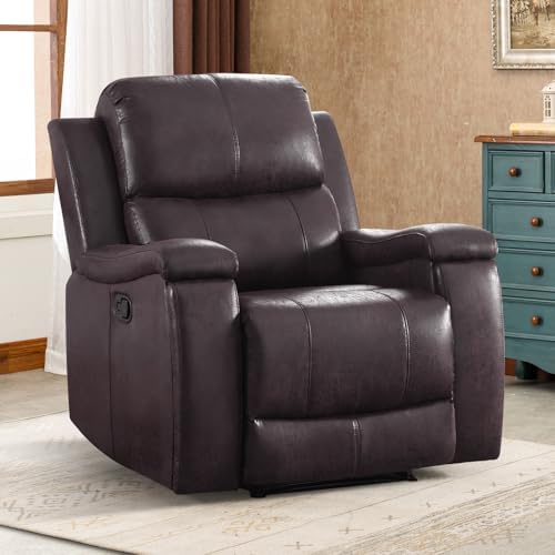 CANMOV Manual Recliner Chair, Classic Faux Leather Recliner Chair - Image 3