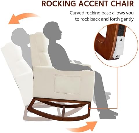 Yaheetech 28in Wide Padded High Back Nursery Rocking Chair - Image 5