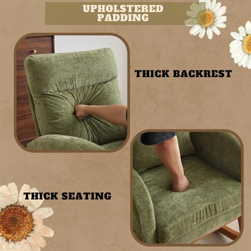 VINGLI Olive Chenille Rocking Chair Nursery - Image 3