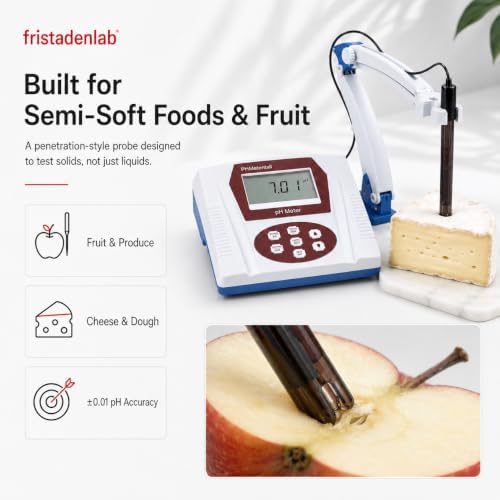 Fristaden Lab pH Meter for Food & Fruit | 6621 Probe | Buffers Included - Image 2