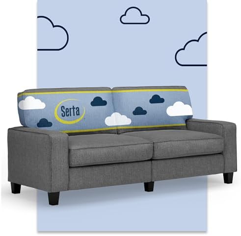 Serta Palisades 78" Track Arm Sofa, Easy Care Polyester, Soft Pillow Back by Serta