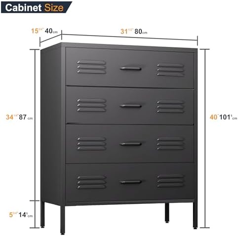 COFaR Metal Dresser for Bedroom, 40in Tall Black Metallic Bedroom Dresser - Image 3