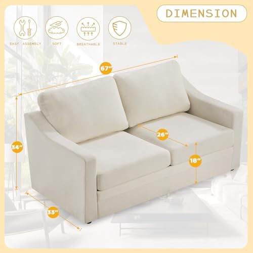 67” Chenille Loveseat Sofa w/Comfortable Back Cushions - Image 2